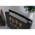 Custom Printed Personalized Black Matte Laminated Retail Shopping Euro Tote Paper Bag with Logos Gold Hot Foil